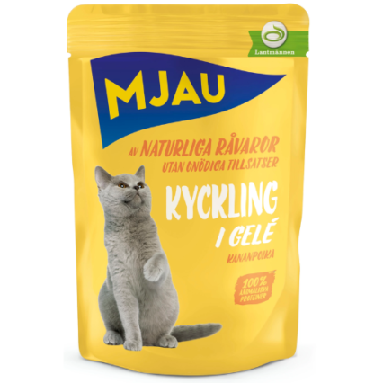 Mjau - Bitar i gelé med kyckling