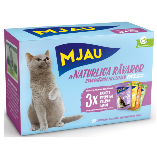 Mjau -Bitar i gele med köttmix